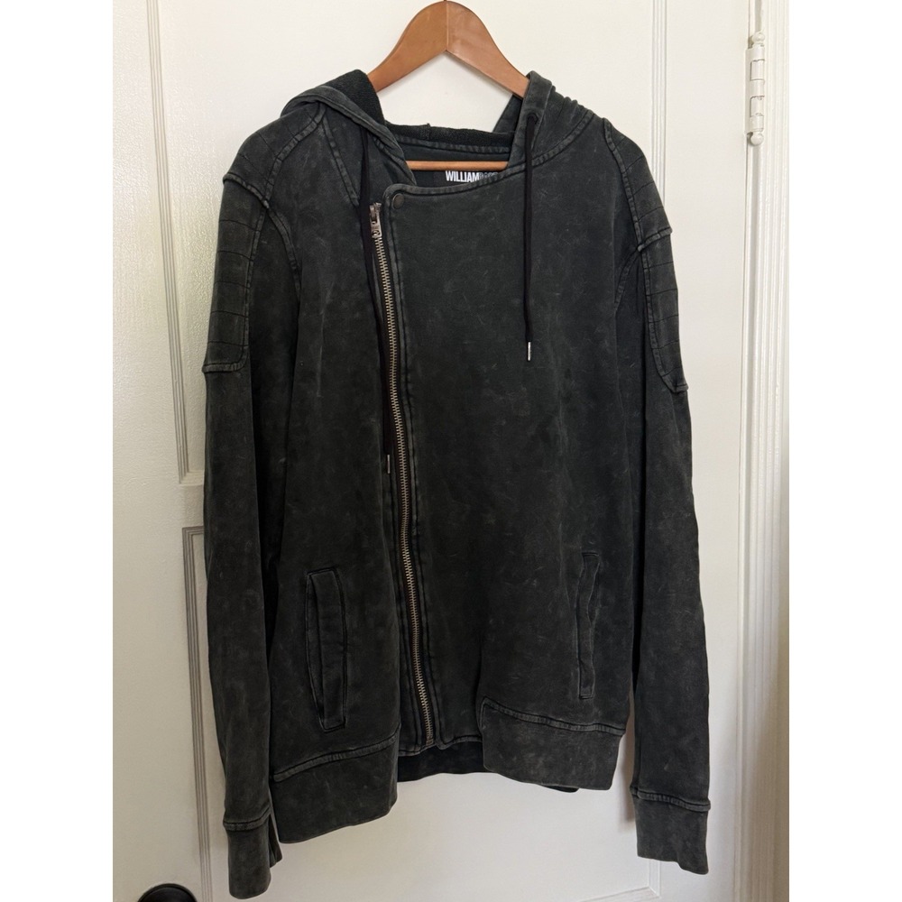 William Rast Men's L Black Full Zip Sweatshirt Y2K Vintage Grunge